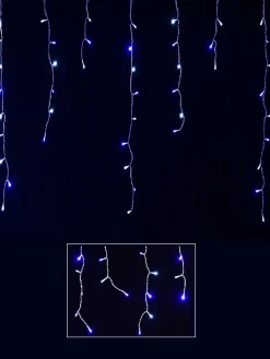 Christmas Warehouse 420 Blue & Cool White Concave Bulb Led Christmas Icicle String Light - 10M> Icicle Lights