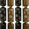 Christmas Warehouse Black & Gold Snowflakes & Stars Christmas Cracker Bon Bons - 6 X 38Cm> Christmas Cracker Bon Bon Packs (4 - 16 Per Pack)