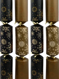 Christmas Warehouse Black & Gold Snowflakes & Stars Christmas Cracker Bon Bons - 6 X 38Cm> Christmas Cracker Bon Bon Packs (4 - 16 Per Pack)