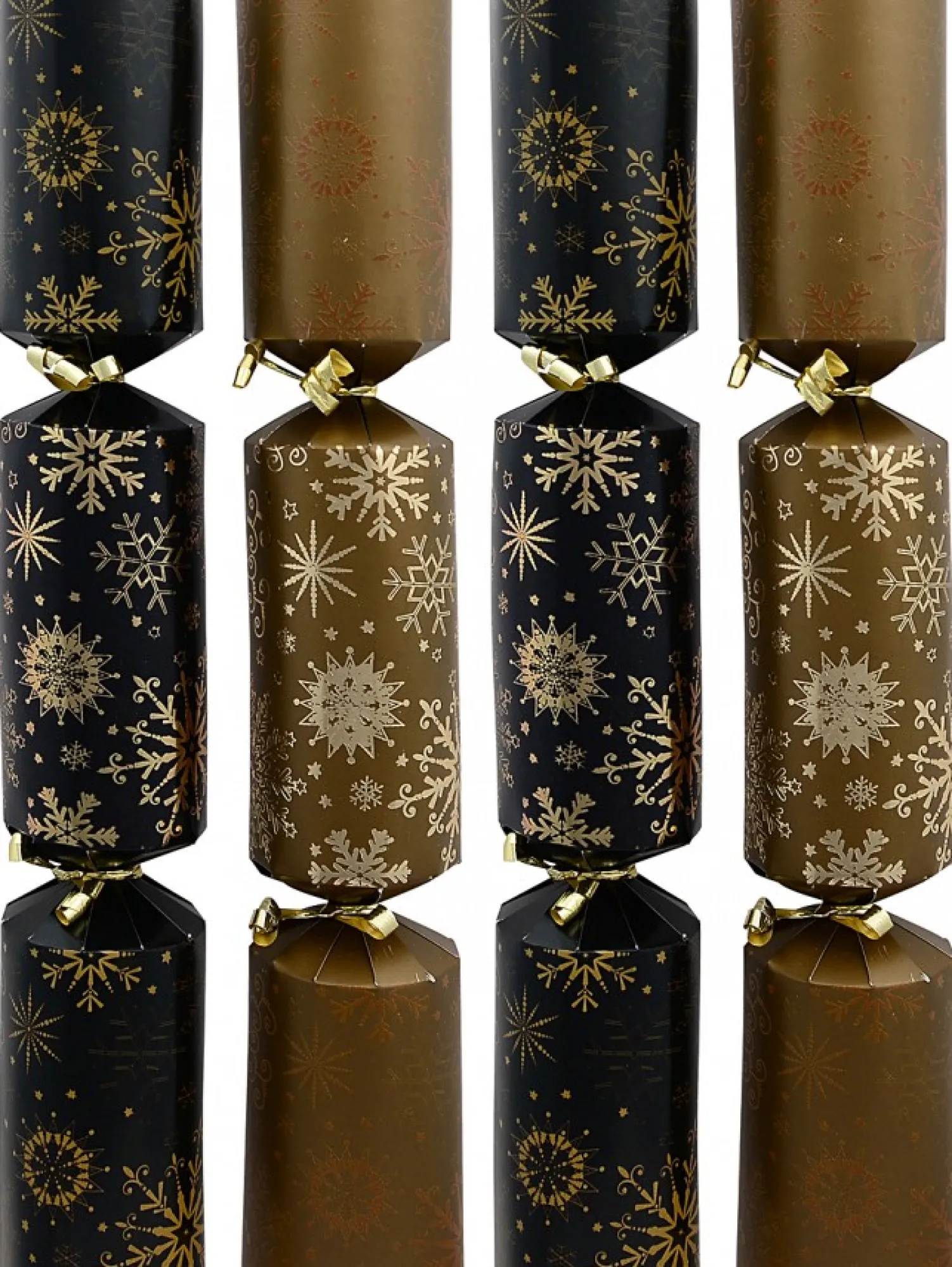 Christmas Warehouse Black & Gold Snowflakes & Stars Christmas Cracker Bon Bons - 6 X 38Cm> Christmas Cracker Bon Bon Packs (4 - 16 Per Pack)