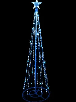 Christmas Warehouse Blue & Cool White Led String Fairy Light 3D Conical Outdoor Christmas Tree - 2M> Christmas Light Displays - 3D