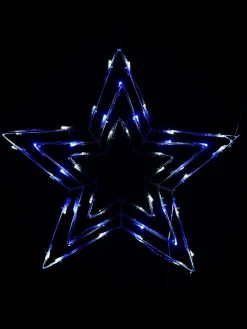 Christmas Warehouse Blue & Cool White Led Triple Christmas Star String Light Silhouette - 50Cm> Christmas Light Displays