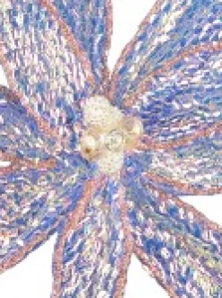 Christmas Warehouse Blue Poinsettia With Iridescent Sequins & Pink Edges Flower Pick - 26Cm><noscript><img width=