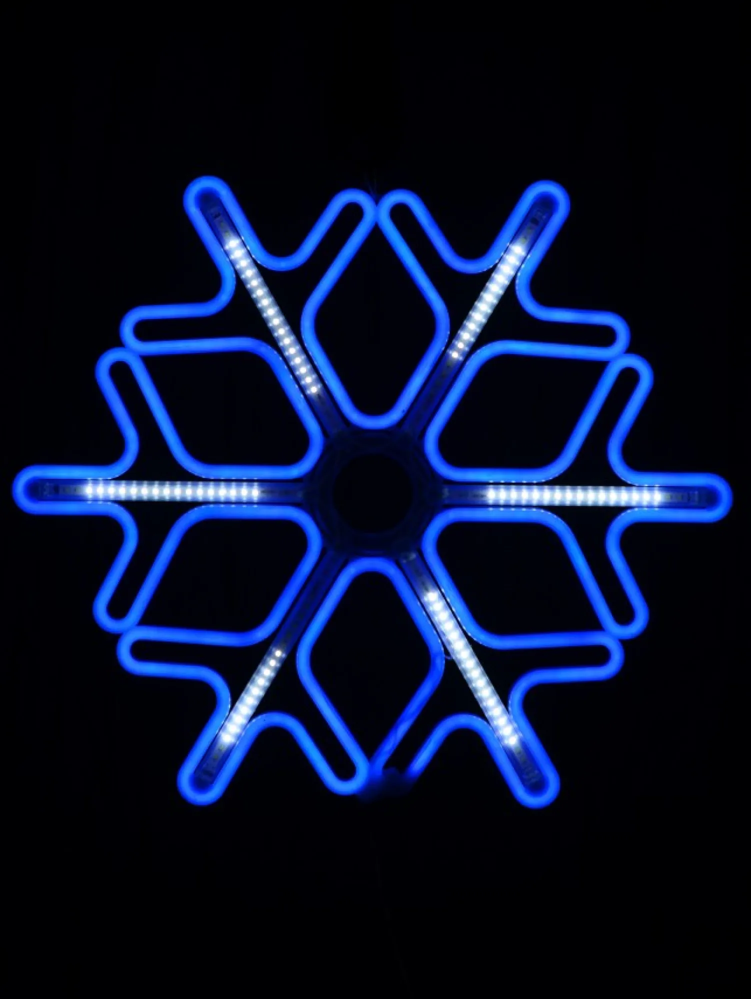 Christmas Warehouse Blue Snowflake & Cool White Strip Neon Christmas Light Rope Silhouette - 60Cm> Christmas Light Displays