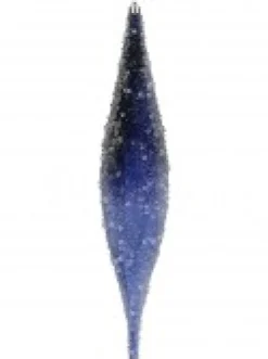 Christmas Warehouse Blue With Frost Look Pine Cone Shape Baubles Hanging Decorations - 4 X 33Cm><noscript><img width=