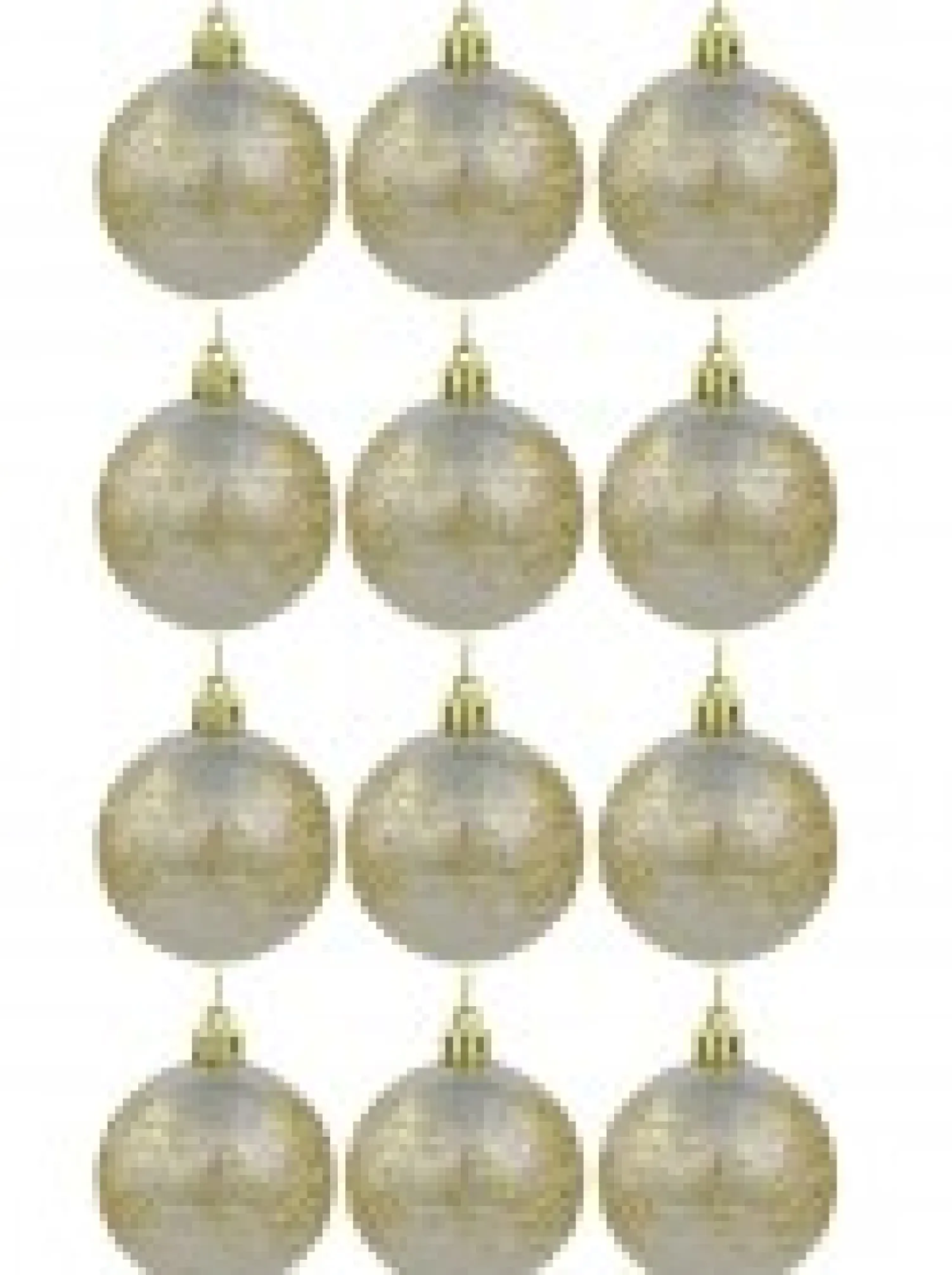 Christmas Warehouse Champagne Pearl Baubles With Gold Glitter & White Stripes - 12 X 60Mm> Bauble Packs