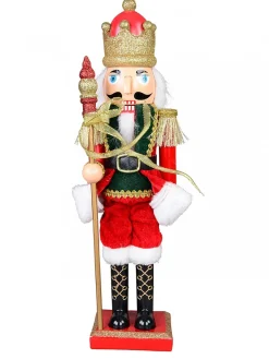 Christmas Warehouse Classic Christmas Nutcracker With Finial Staff Decorative Ornament - 39Cm> Nutcrackers & Tin Soldiers