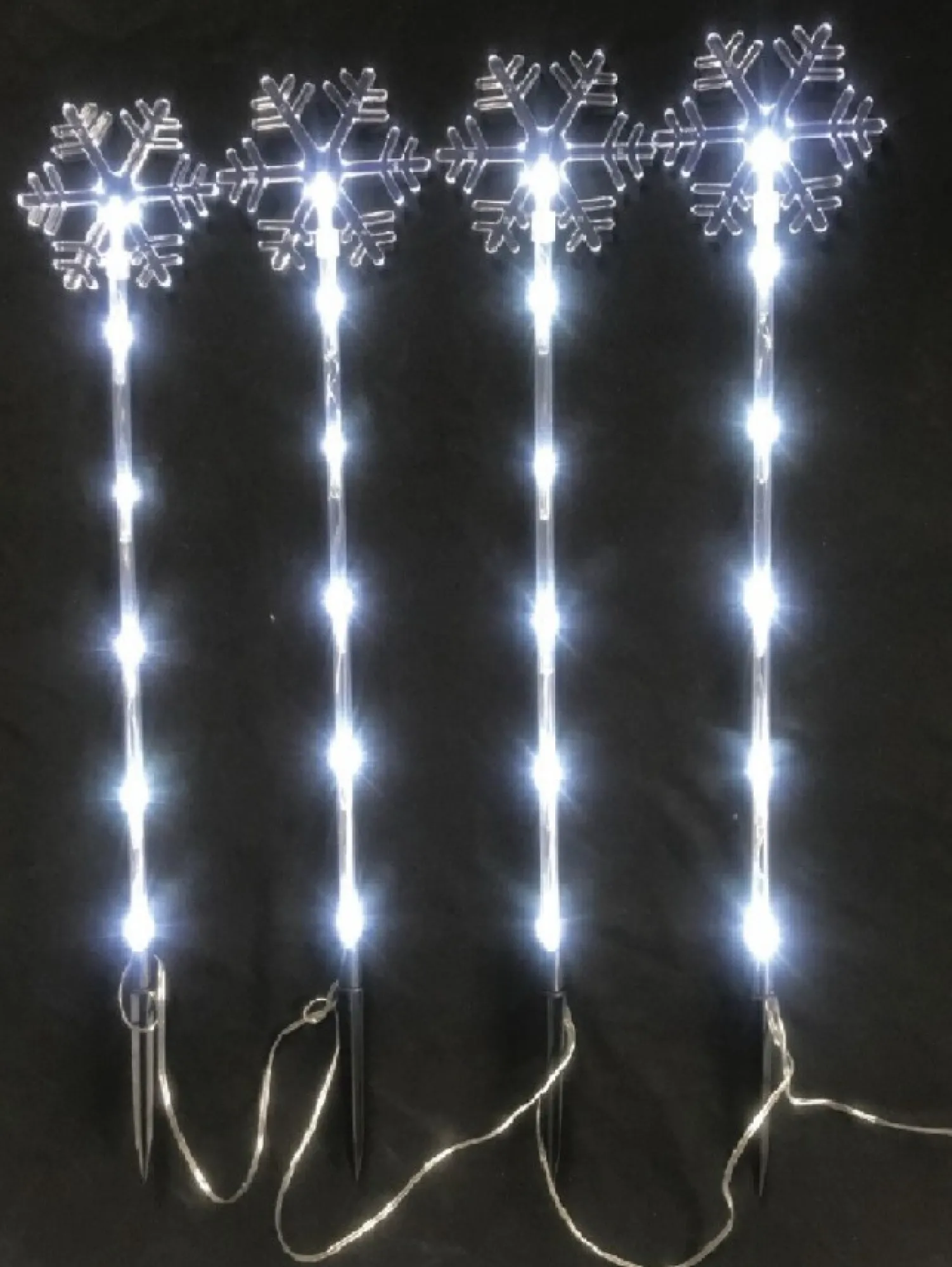 Christmas Warehouse Cool White Led Snowflake On A Pole Garden Christmas Path Lights - 4 X 49Cm> Path Lights