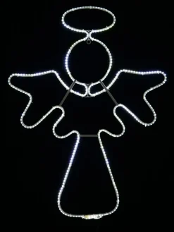 Christmas Warehouse Cool White Nativity Angel With Halo Smd Strip Light Silhouette - 83Cm> Christmas Light Displays