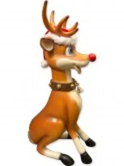 Christmas Warehouse Cute Sitting Resin Reindeer Life Size Christmas Decoration Ornament - 1.1M><noscript><img width=