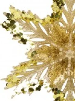 Christmas Warehouse 3D Gold Snowflake With Sequins Christmas Tree Hanging Decoration - 15Cm><noscript><img width=