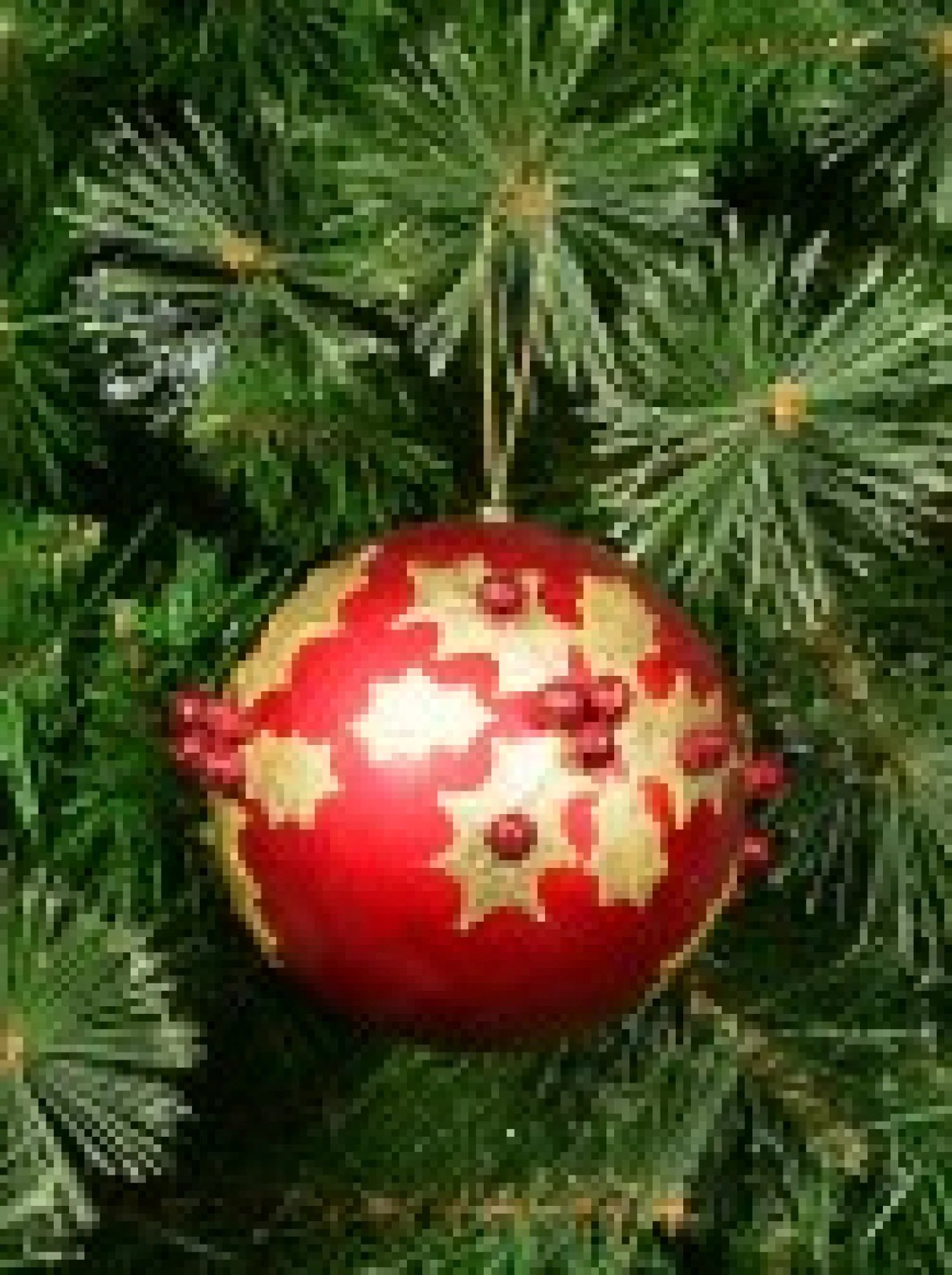 Christmas Warehouse Gold Antique Holly Red Bauble Christmas Tree Hanging Decoration - 11Cm> Hanging Decorations - Individual