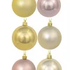Christmas Warehouse Gold, Champagne & Rose Gold Metallic & Matte Christmas Baubles - 12 X 60Mm> Bauble Packs
