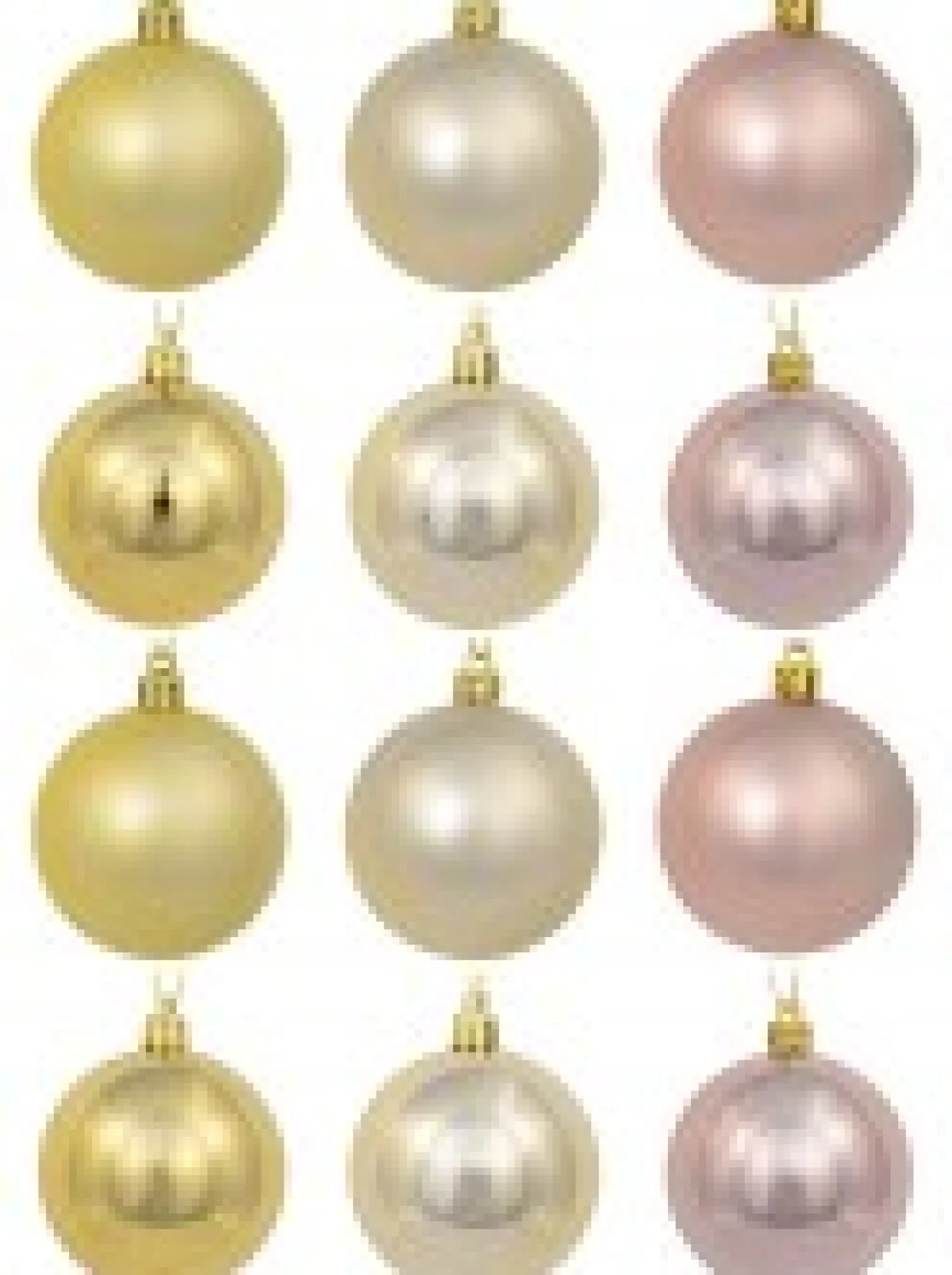 Christmas Warehouse Gold, Champagne & Rose Gold Metallic & Matte Christmas Baubles - 12 X 60Mm> Bauble Packs