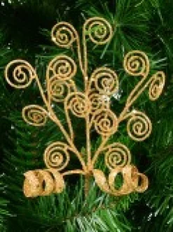 Christmas Warehouse Gold Glittered Swirls Decorative Christmas Spray Pick - 19Cm><noscript><img width=