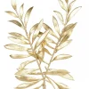 Christmas Warehouse Gold Thin Leaf Christmas Bush Two Branch Decorative Spray Pick - 26Cm> Christmas Picks