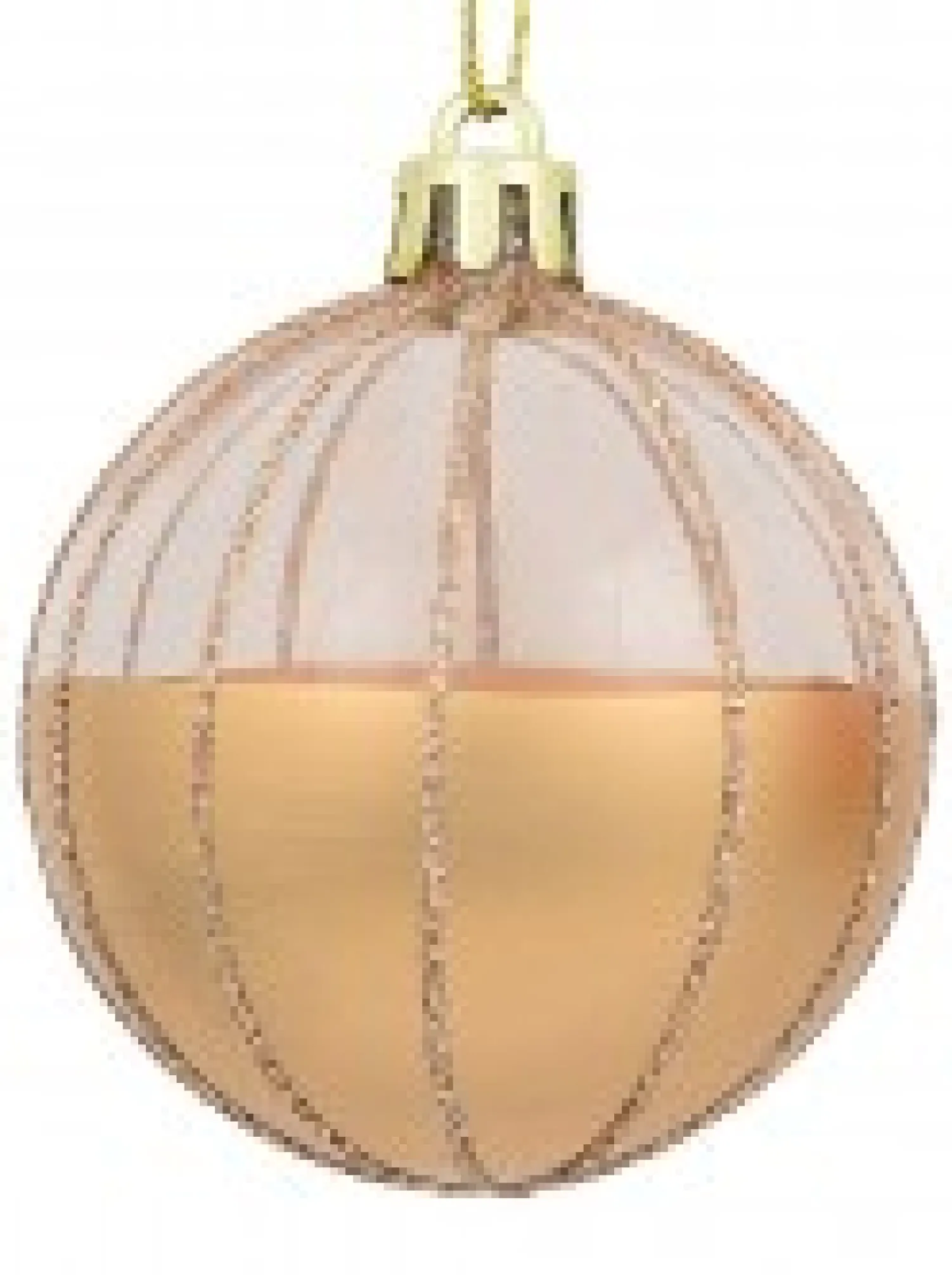 Christmas Warehouse Gold With Rose Gold Or Clear & Gold Glitter Lines Christmas Baubles - 6 X 60Mm> Bauble Packs