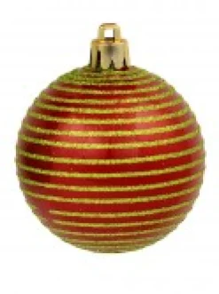 Christmas Warehouse Green & Red Christmas Baubles With 4 Glitter Designs & Shiny - 9 X 60Mm><noscript><img width=