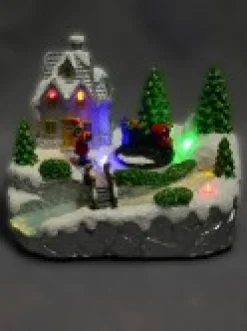 Christmas Warehouse Home By The River & Train Christmas Scene With Led & Fibre Lights - 15Cm><noscript><img width=