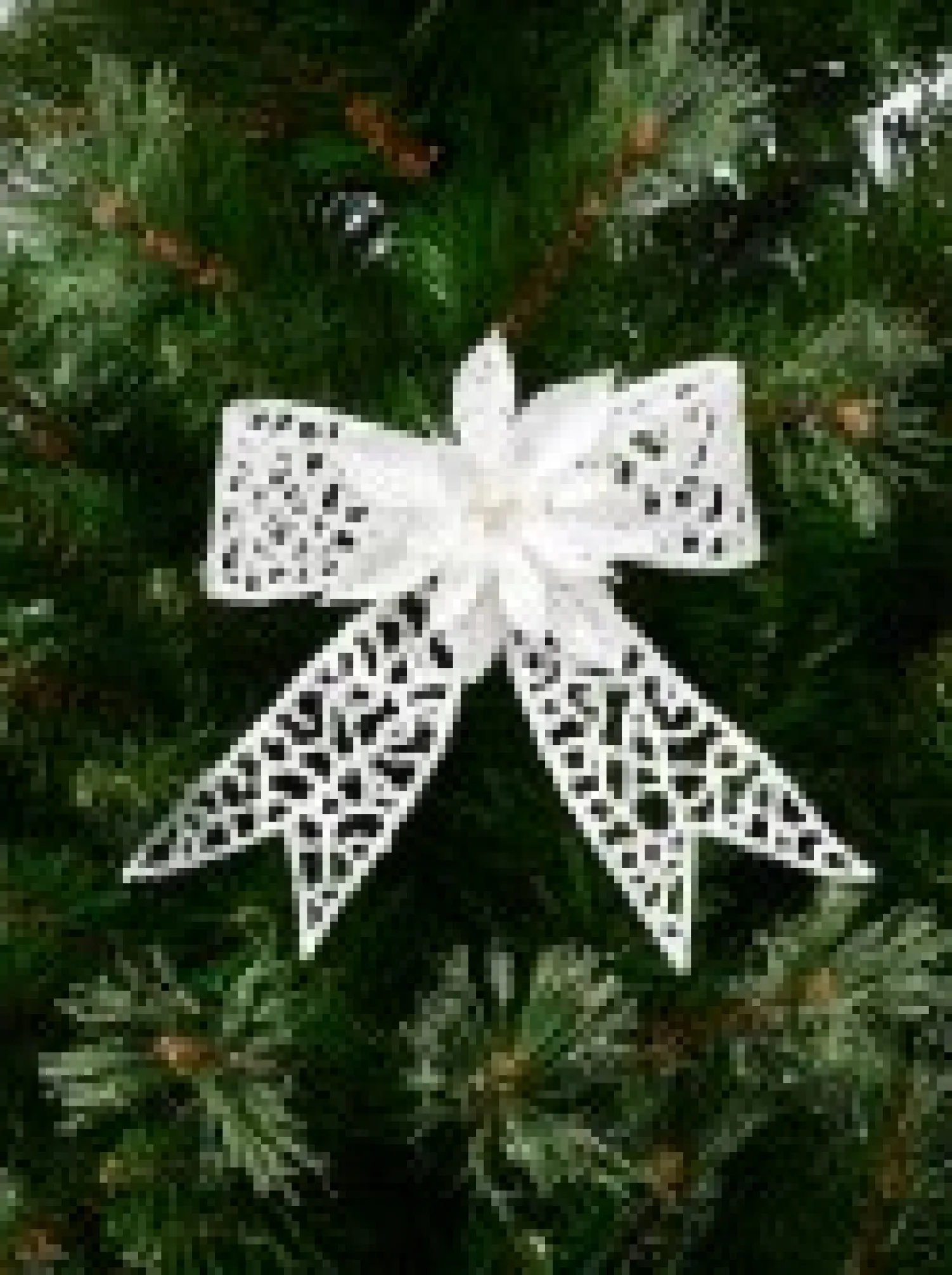Christmas Warehouse Iridescent Mesh Look Ribbon Bow & Poinsettia Christmas Decoration - 15Cm> Christmas Bows