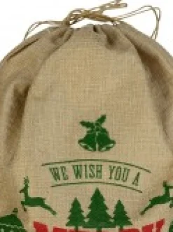 Christmas Warehouse Jute We Wish You A Merry Christmas & Happy New Year Gift Santa Sack - 55Cm><noscript><img width=