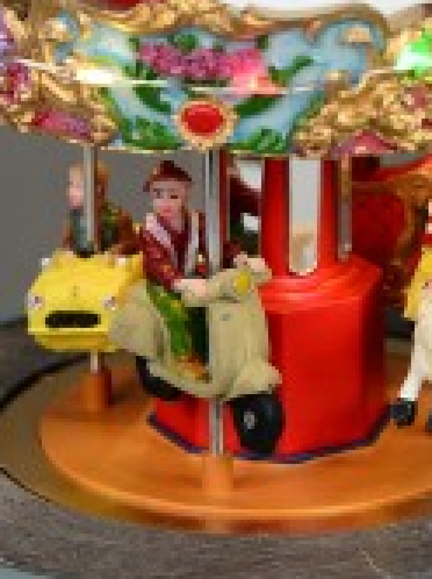 Christmas Warehouse Kids Enjoying A Winter Fun Park Merry-Go-Round Christmas Village Scene - 23Cm> Christmas Village Scenes