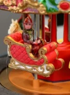 Christmas Warehouse Kids Enjoying A Winter Fun Park Merry-Go-Round Christmas Village Scene - 23Cm><noscript><img width=