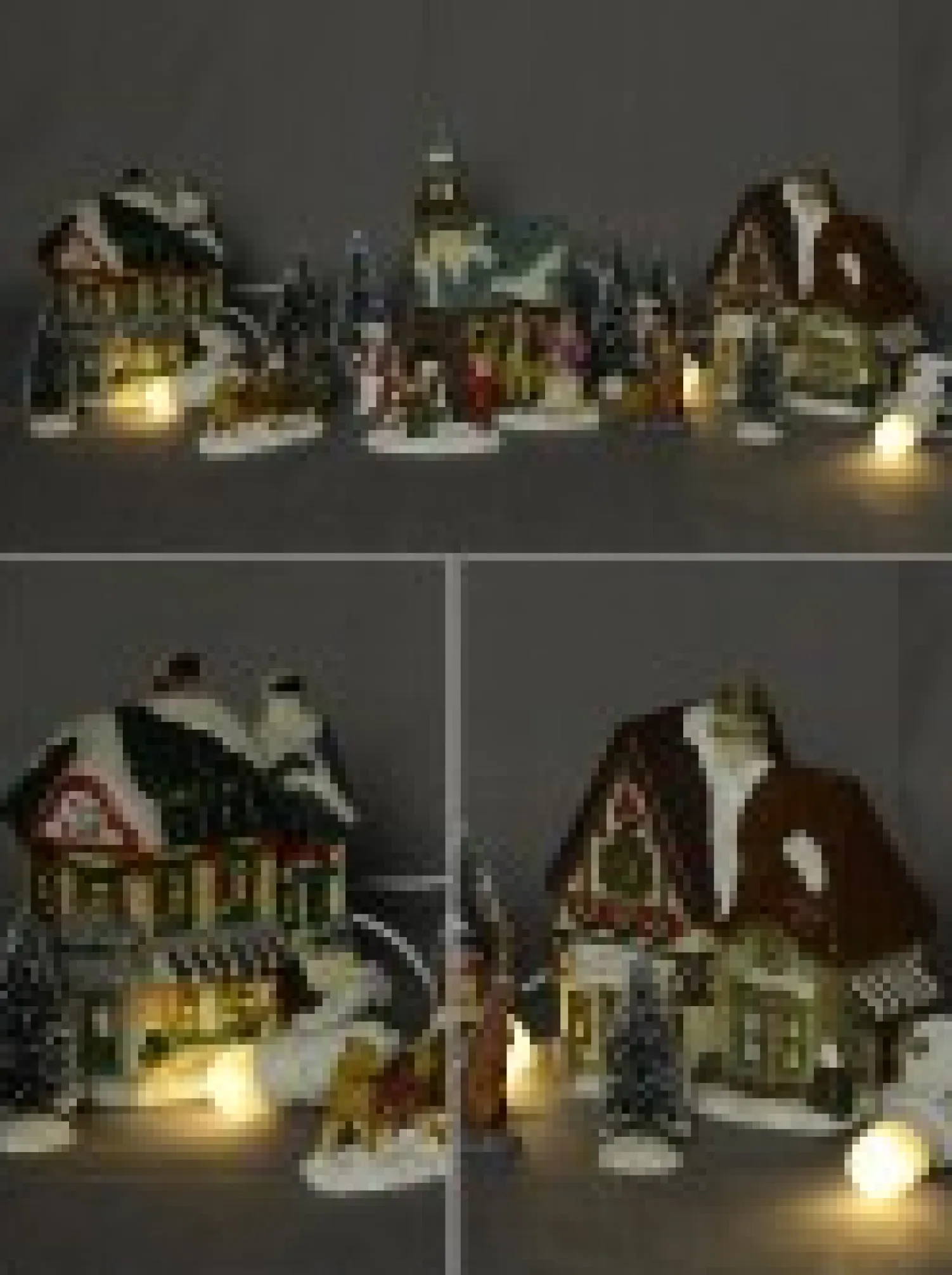 Christmas Warehouse Large Christmas Village Scene With Church, Shops & Figurines - 17 Piece> Christmas Village Scenes