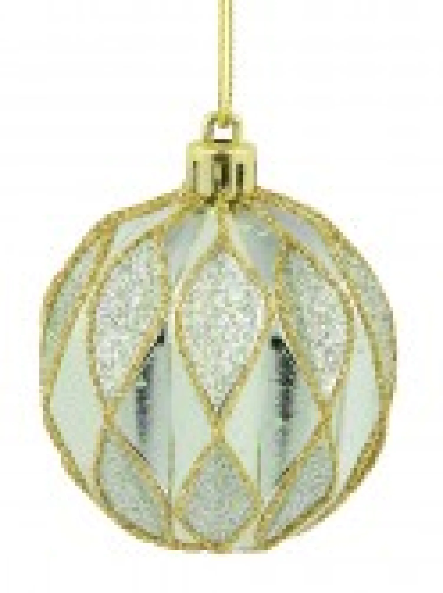 Christmas Warehouse Light Pink & Green Geometric Shiny & Glittered Christmas Baubles - 6 X 60Mm> Bauble Packs