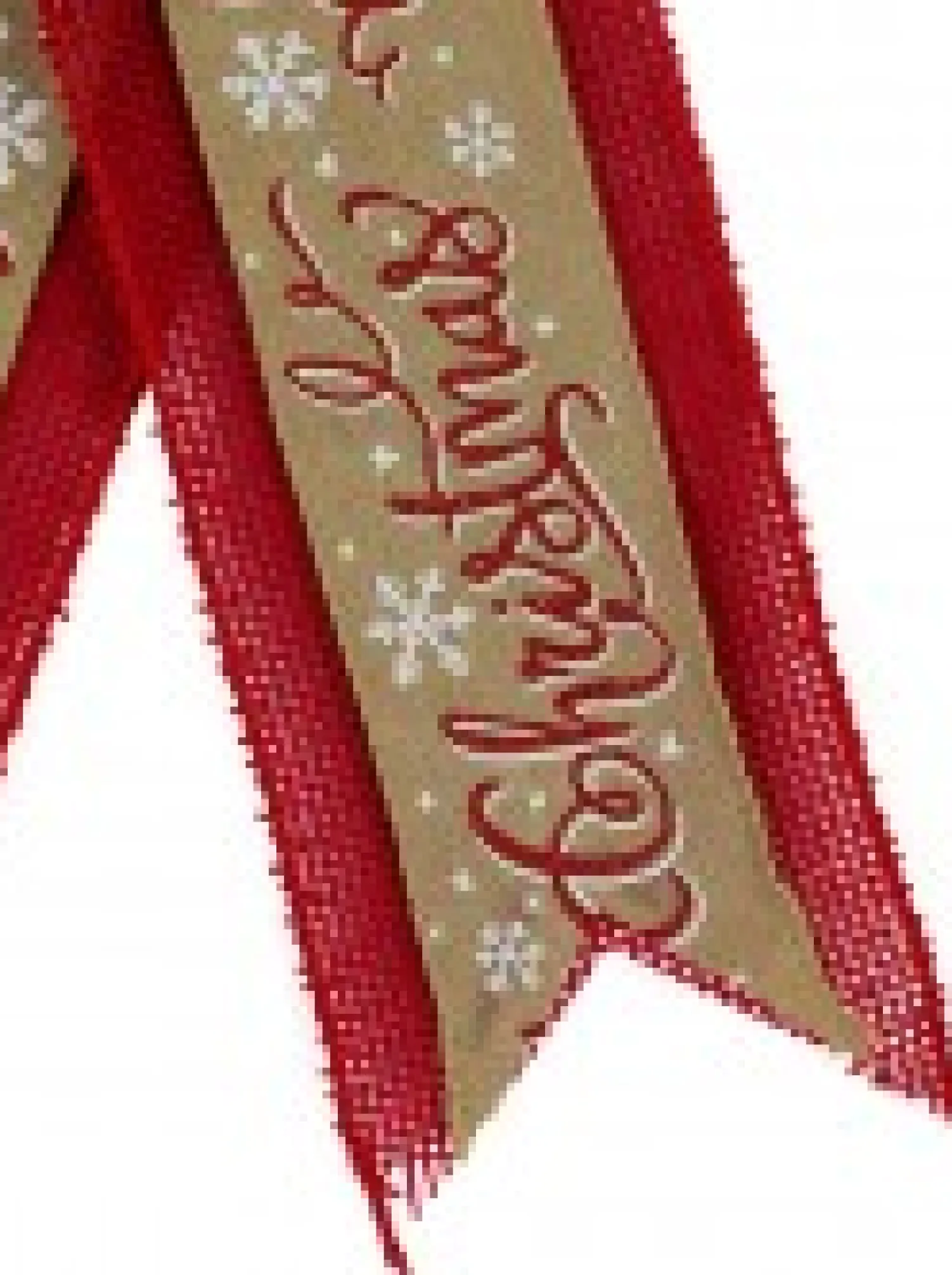 Christmas Warehouse Merry Christmas On Natural & Red Hessian Christmas Bow Decoration - 35Cm> Christmas Bows