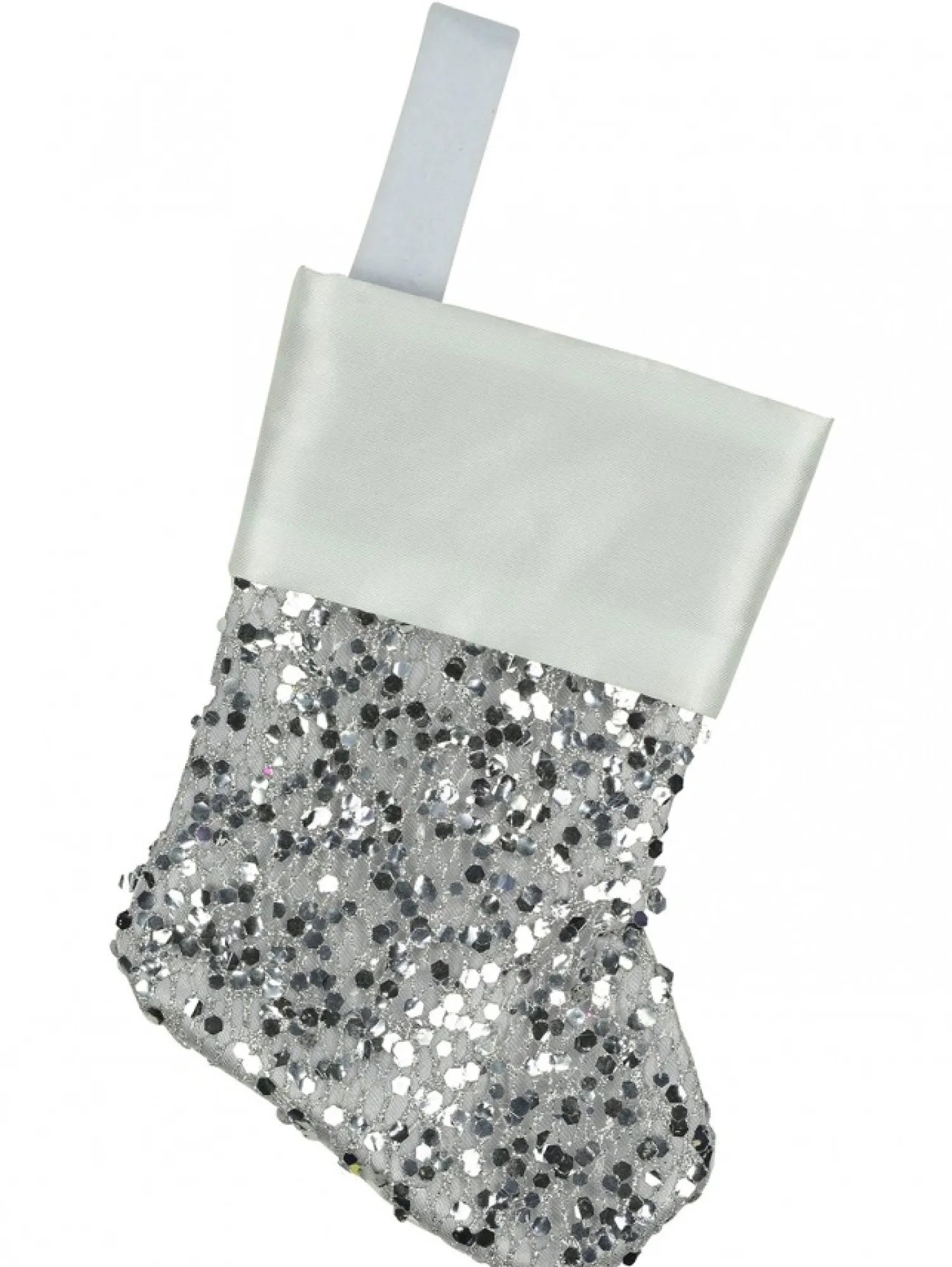 Christmas Warehouse Mini Silver Sequin Christmas Stocking Hanging Decorations - 6 X 15Cm> Hanging Decorations - Packs