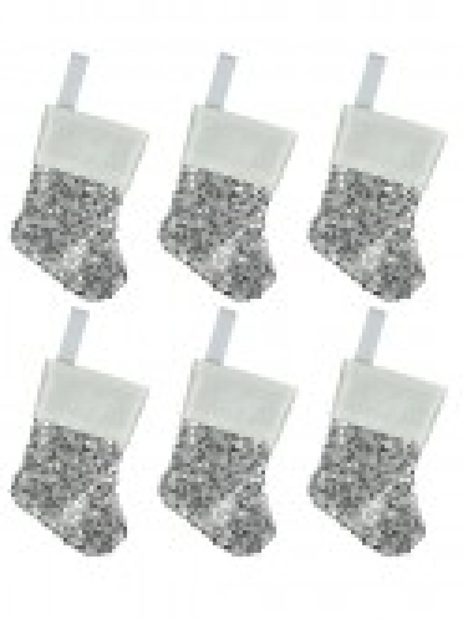 Christmas Warehouse Mini Silver Sequin Christmas Stocking Hanging Decorations - 6 X 15Cm> Hanging Decorations - Packs