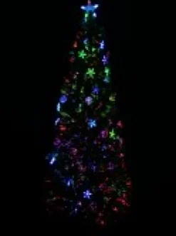 Christmas Warehouse Multi Colour Fibre Optic Christmas Tree With Baubles, Led Stars & 90 Tips - 90Cm><noscript><img width=