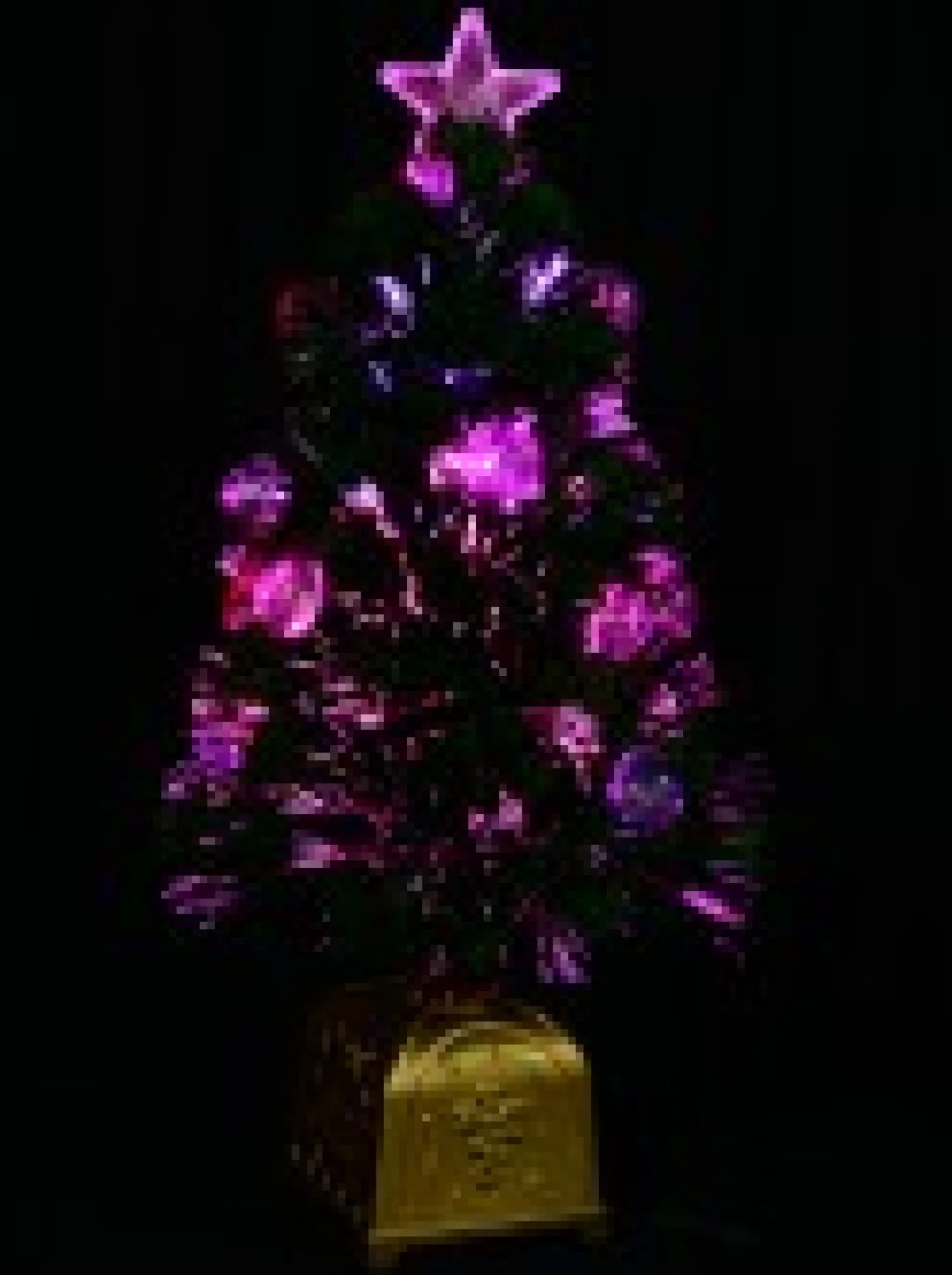 Christmas Warehouse Multi Colour Fibre Optic Christmas Tree With 12 Baubles & 60 Tips - 60Cm> Fibre Optic Christmas Trees