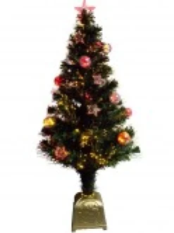 Christmas Warehouse Multi Colour Fibre Optic Christmas Tree With Baubles, Stars & 150 Tips - 1.2M><noscript><img width=