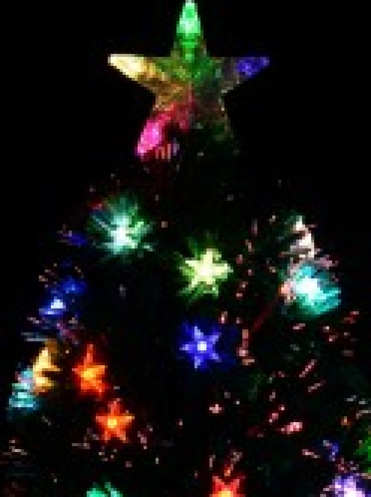 Christmas Warehouse Multi Colour Fibre Optic Christmas Tree With 85 Tips & Led Stars - 90Cm> Fibre Optic Christmas Trees