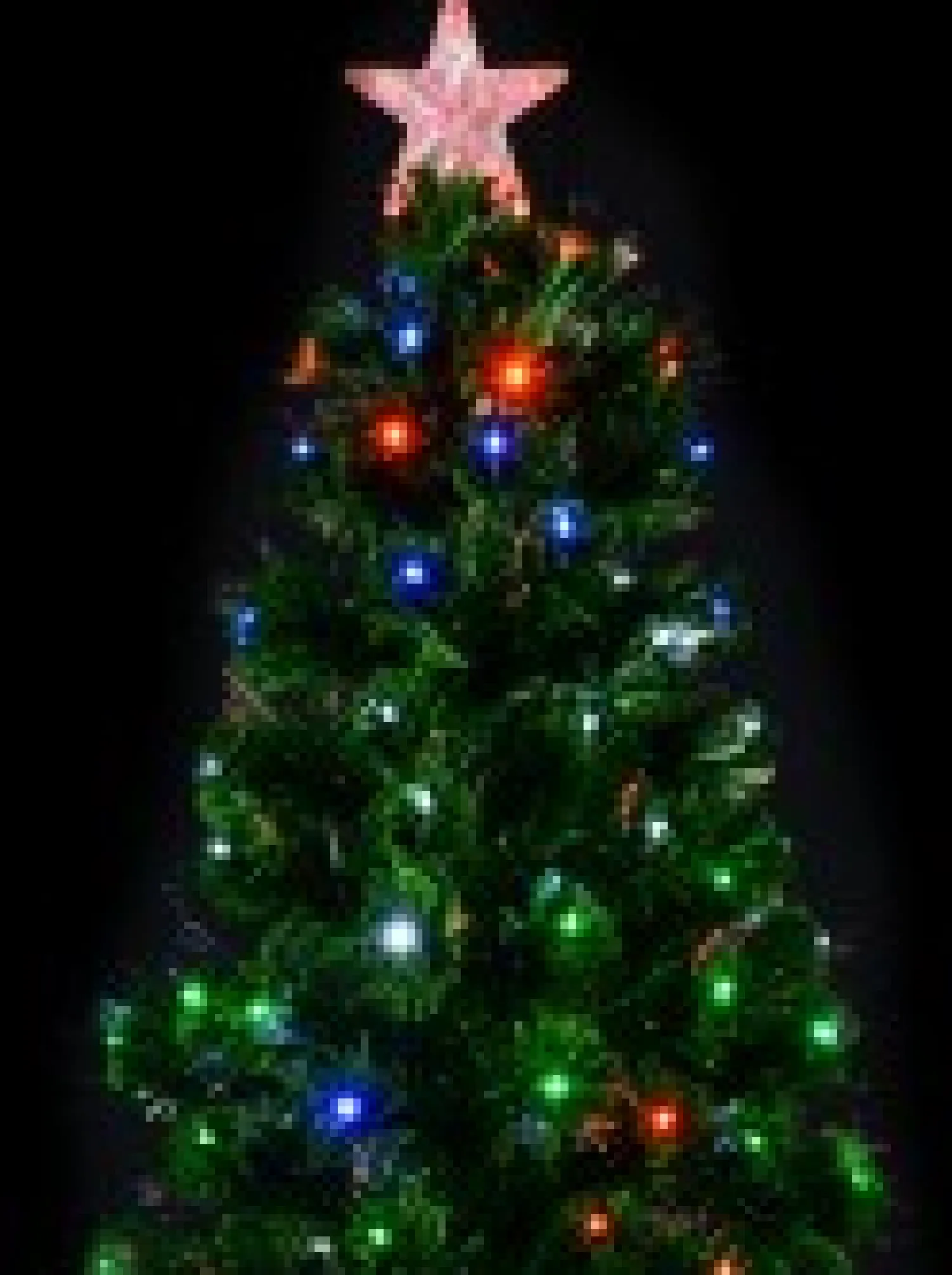 Christmas Warehouse Multi Colour Led & Fibre Optic Christmas Tree With 200 Tips & Bulbs - 1.8M> Fibre Optic Christmas Trees