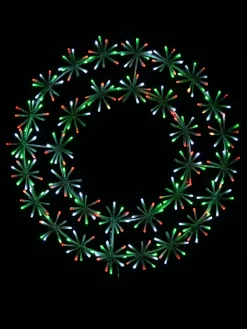 Christmas Warehouse Multi Colour Led Twinkle Wreath With Starburst Branches Light Display - 61Cm> Christmas Light Displays