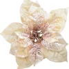 Christmas Warehouse Peach Pink With Rose Gold Poinsettia Decorative Christmas Flower Pick - 22Cm> Christmas Picks
