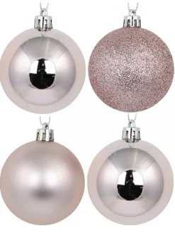 Christmas Warehouse Pink Glittered, Matte & Metallic Christmas Bauble Decorations - 12 X 60Mm> Bauble Packs