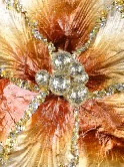 Christmas Warehouse Platinum & Brown With Sequins Tulip Decorative Christmas Flower Pick - 20Cm><noscript><img width=