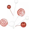 Christmas Warehouse Red & White Candy Cane Swirls & Balls Decorative Christmas Spray Pick - 28Cm> Christmas Picks