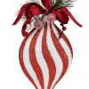 Christmas Warehouse Red & White Swirl Pattern Onion Shape Christmas Hanging Decoration - 30Cm> Hanging Decorations - Individual