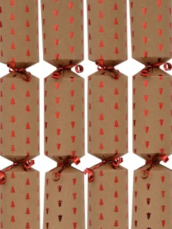 Christmas Warehouse Red Christmas Tree Design On Kraft Paper Look Bon Bons - 50 X 30Cm> Christmas Cracker Bon Bon Catering Packs (50 Per Pack)