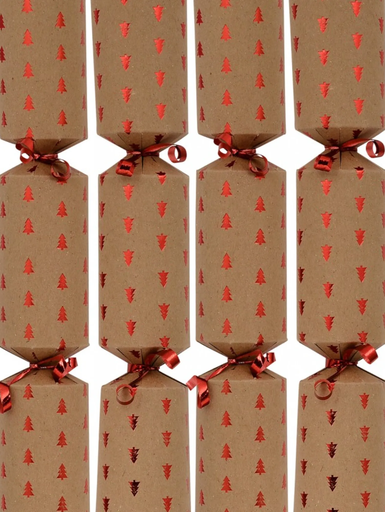 Christmas Warehouse Red Christmas Tree Design On Kraft Paper Look Bon Bons - 50 X 30Cm> Christmas Cracker Bon Bon Catering Packs (50 Per Pack)