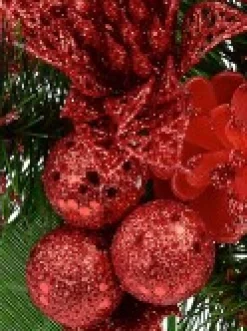 Christmas Warehouse Red Glittered Berry, Holly & Assorted Decorations Christmas Foliage Pick - 17Cm><noscript><img width=