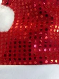 Christmas Warehouse Red Sequins On Red Traditional Christmas Santa Hat - One Size Fits Most><noscript><img width=