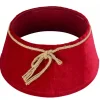 Christmas Warehouse Red Velvet Conical Shape With Rope Bow Christmas Tree Skirt - 58Cm> Tree Skirts