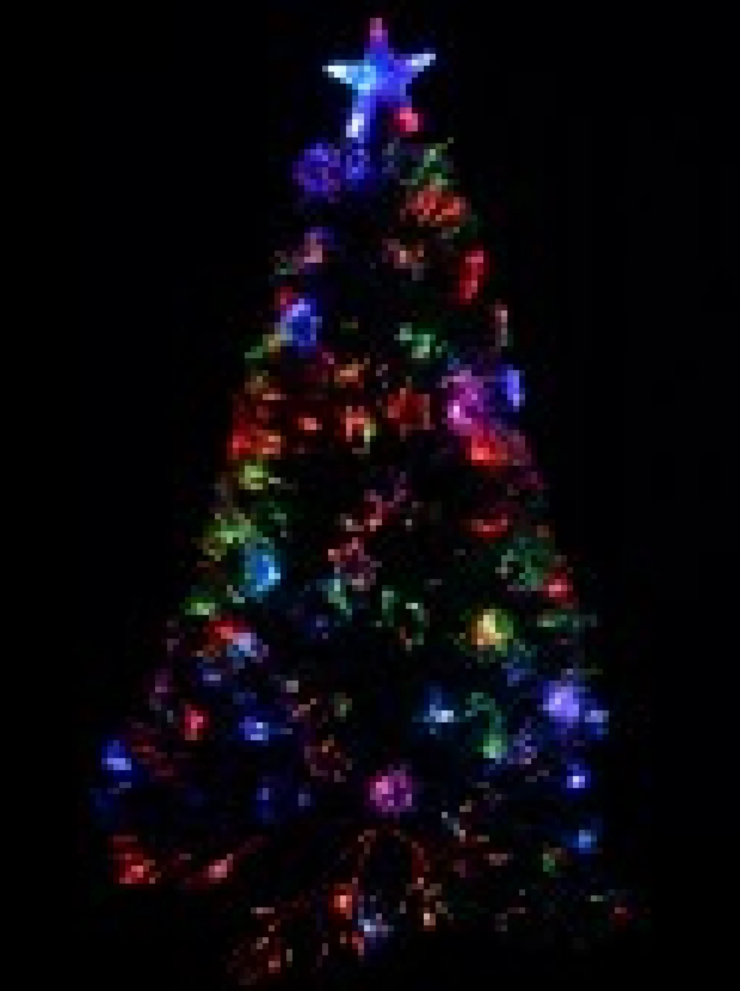 Christmas Warehouse Rotating Fibre Optic Christmas Tree With Baubles, Stars & 230 White Tips - 1.8M> Fibre Optic Christmas Trees