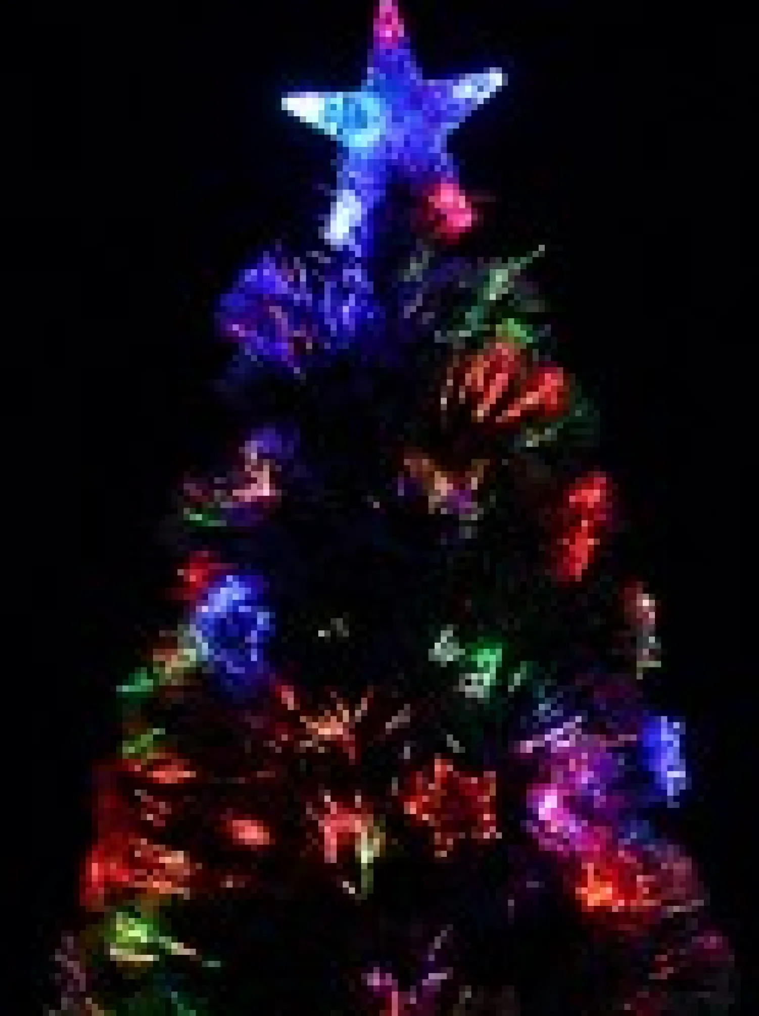 Christmas Warehouse Rotating Fibre Optic Christmas Tree With Baubles, Stars & 230 White Tips - 1.8M> Fibre Optic Christmas Trees